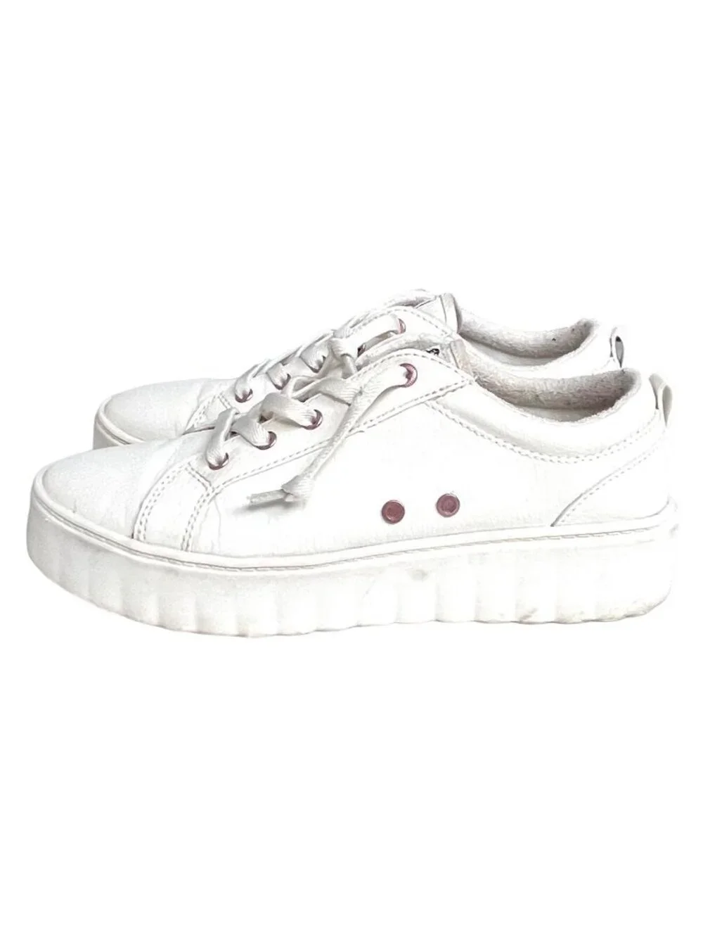SUMMER CLEARANCE Roxy Womens White Platform Sheilahh Sneakers Shoes Size 8.5